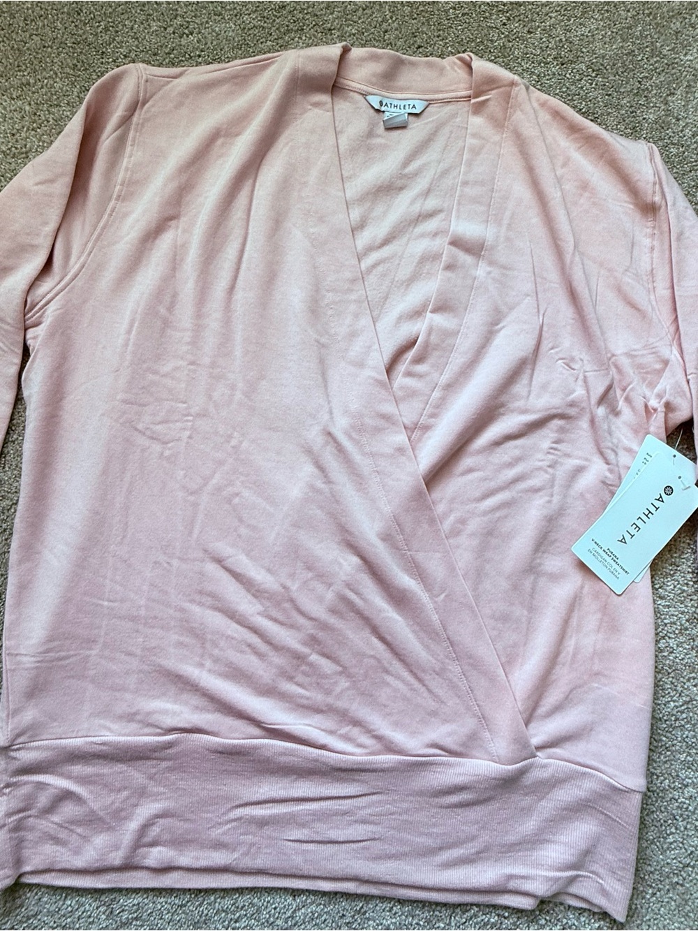 Athleta Light Blush Pink Wrap-Front sweater Large